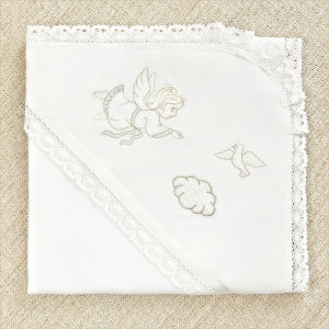 Крестильный набор Ангел с голубкой с пеленкой