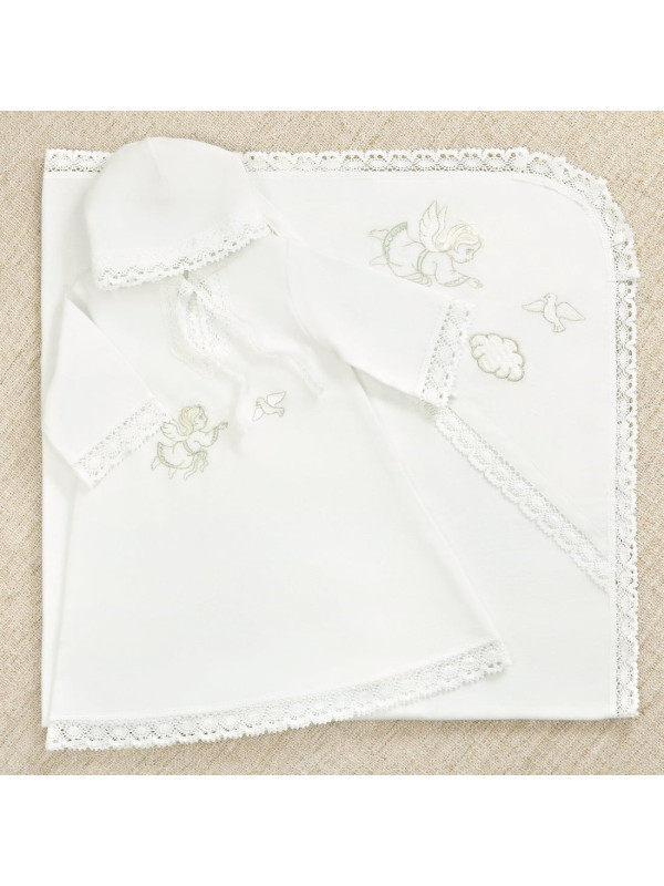 Крестильный набор Ангел с голубкой с пеленкой