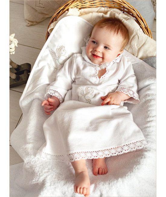 Крестильный набор Ангел с голубкой с полотенцем