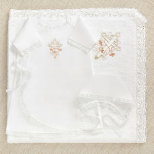 Крестильный набор Анна с кружевным полотенцем