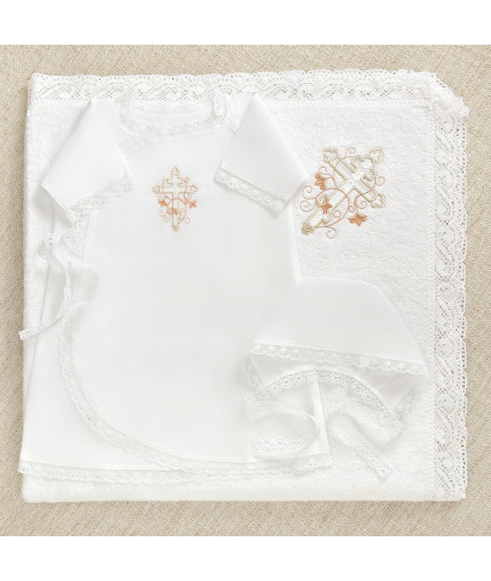 Крестильный набор Анна с кружевным полотенцем