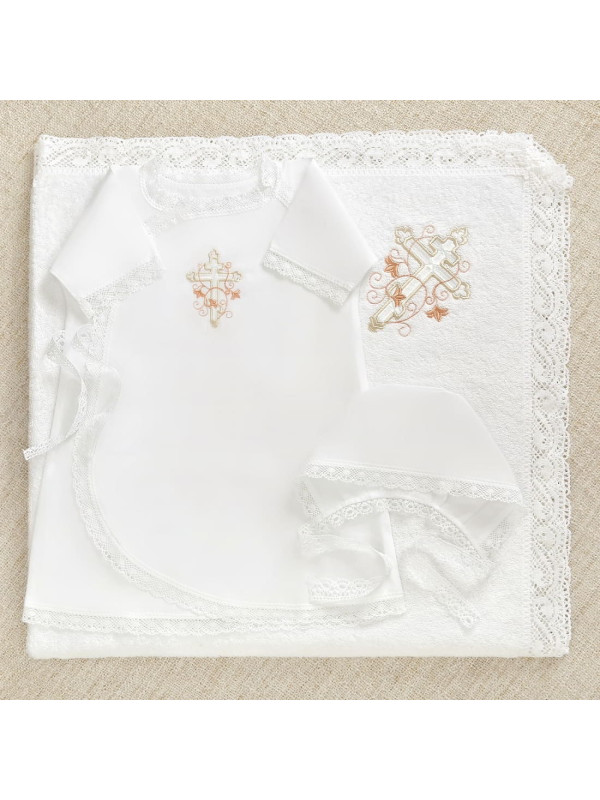 Крестильный набор Анна с кружевным полотенцем