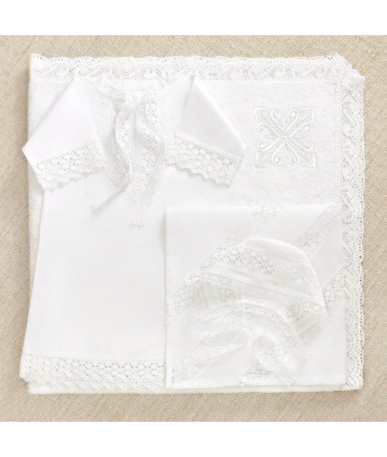 Крестильный набор Ирина с кружевным полотенцем