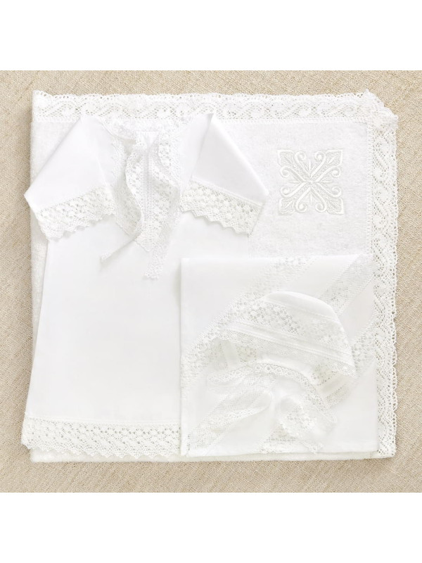 Крестильный набор Ирина с кружевным полотенцем