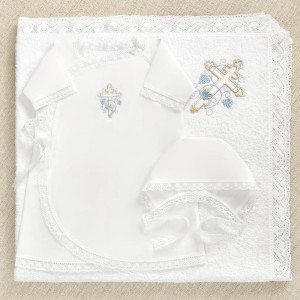 Крестильный набор Иван с кружевным полотенцем