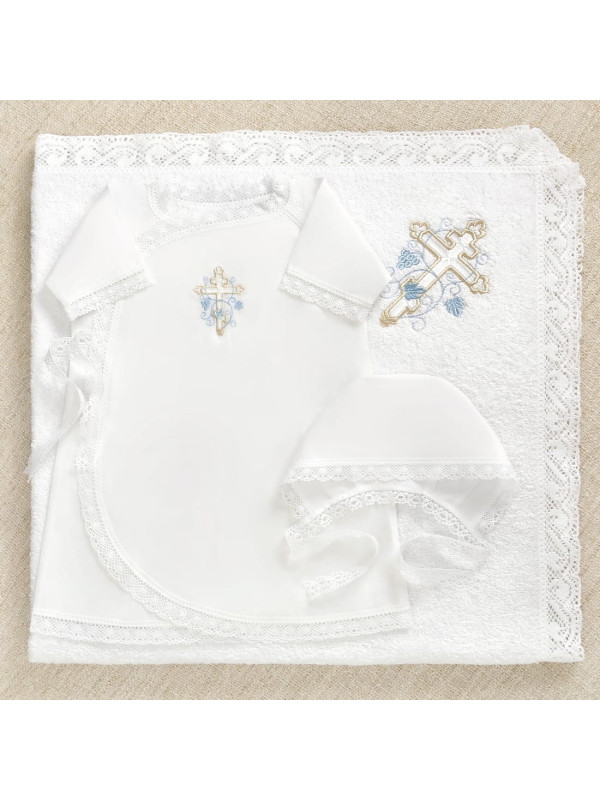 Крестильный набор Иван с кружевным полотенцем