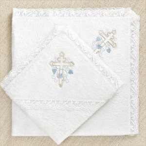 Крестильный набор Иван с кружевным полотенцем