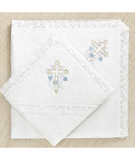Крестильный набор Иван с кружевным полотенцем