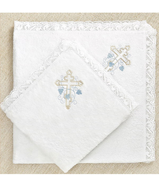 Крестильное полотенце Голубая лоза