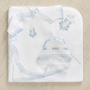 Крестильный набор Лоза голубая с махровым уголком