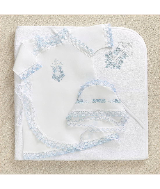 Крестильный набор Лоза голубая с махровым уголком