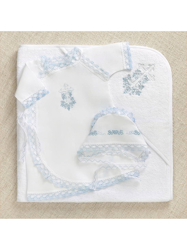 Крестильный набор Лоза голубая с махровым уголком
