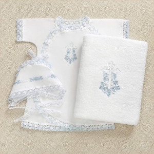 Крестильный набор Лоза голубая с классическим полотенцем