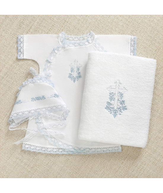 Крестильный набор Лоза голубая с классическим полотенцем