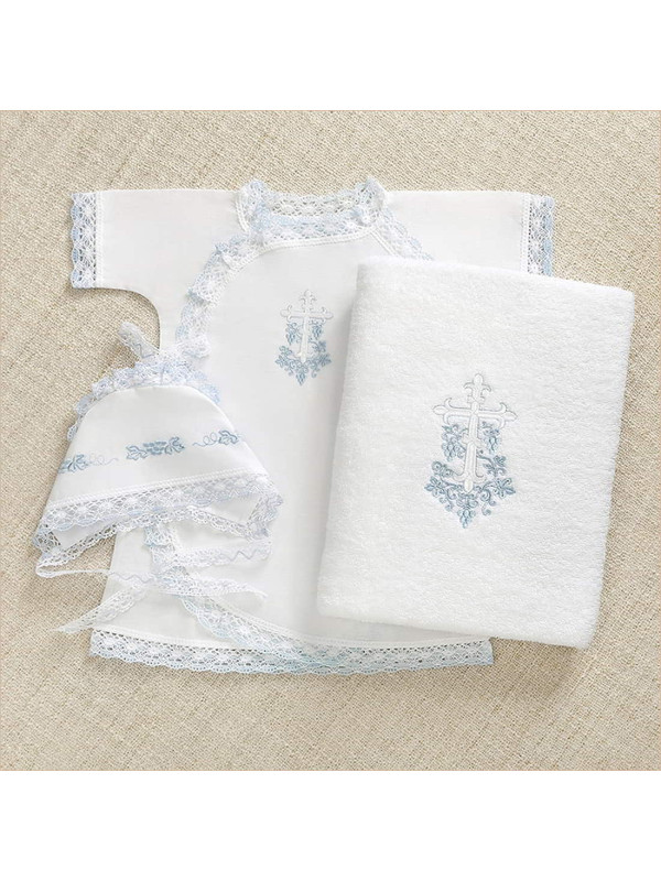 Крестильный набор Лоза голубая с классическим полотенцем
