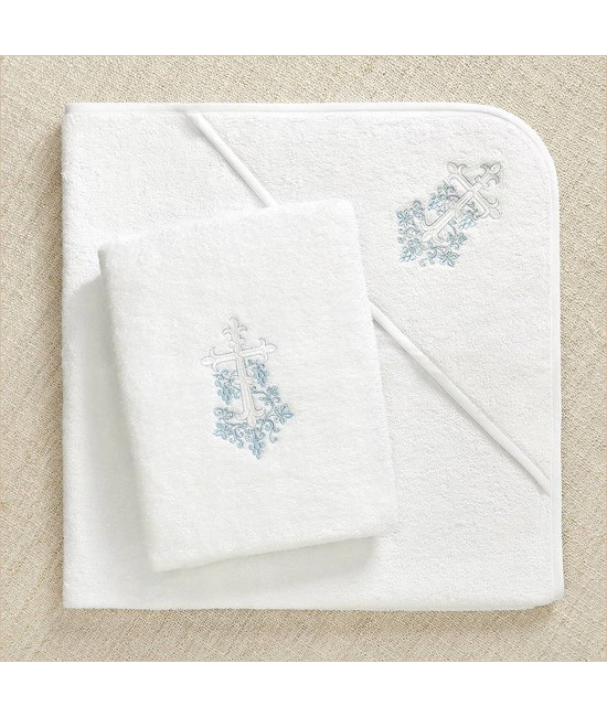 Крестильный набор Лоза голубая с классическим полотенцем