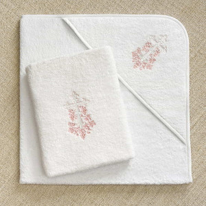 Крестильный набор Лоза розовая с махровым уголком