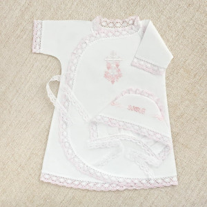 Крестильный набор Лоза розовая с классическим полотенцем