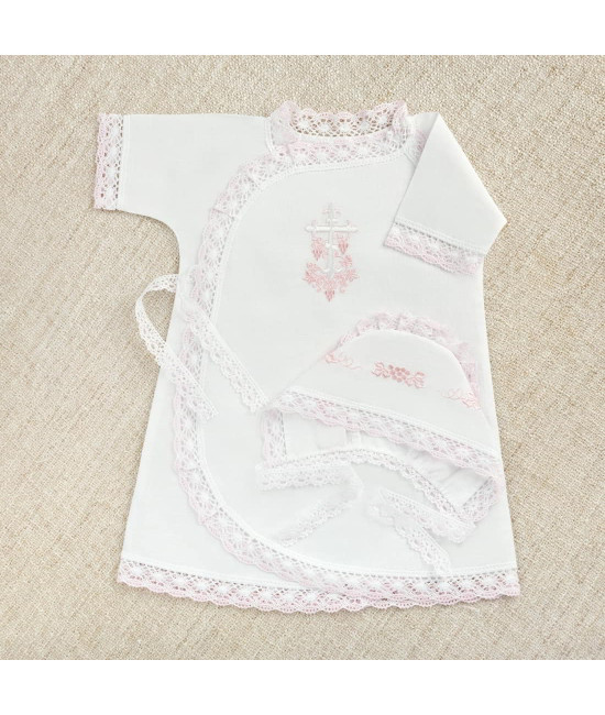 Крестильный набор Лоза розовая с классическим полотенцем