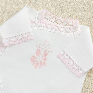 Крестильный набор Лоза розовая с классическим полотенцем