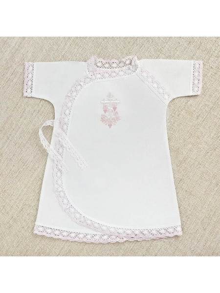 Крестильный набор Лоза розовая с кружевным полотенцем