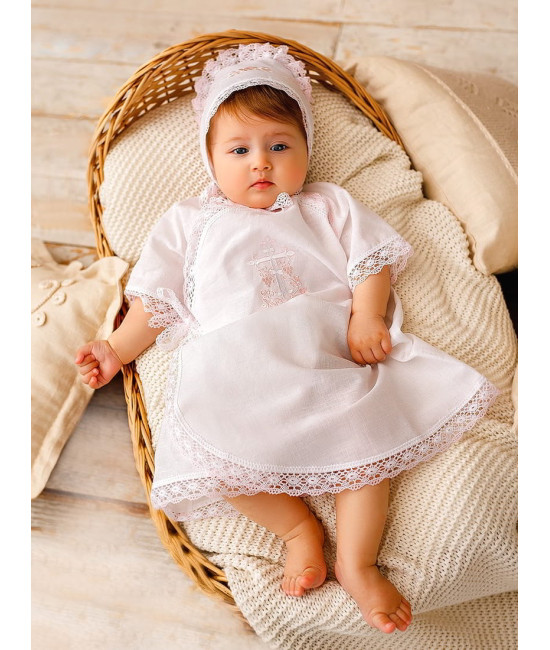 Крестильный набор Лоза розовая с классическим полотенцем