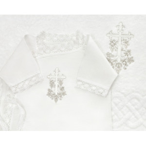 Крестильный набор Лоза серебряная с махровым полотенцем
