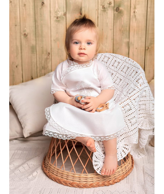 Крестильный набор Лоза серебряная с махровым полотенцем