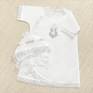 Крестильный набор Лоза серебряная с махровым полотенцем