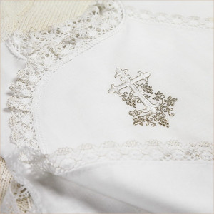 Крестильный набор Лоза серебряная с махровым полотенцем