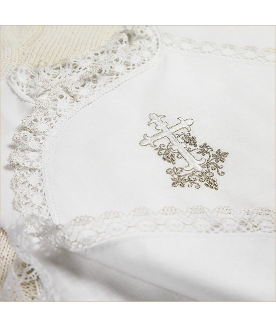 Крестильный набор Лоза серебряная с махровым полотенцем