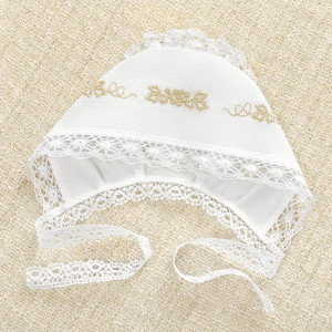 Крестильный набор Лоза золотая с кружевным полотенцем