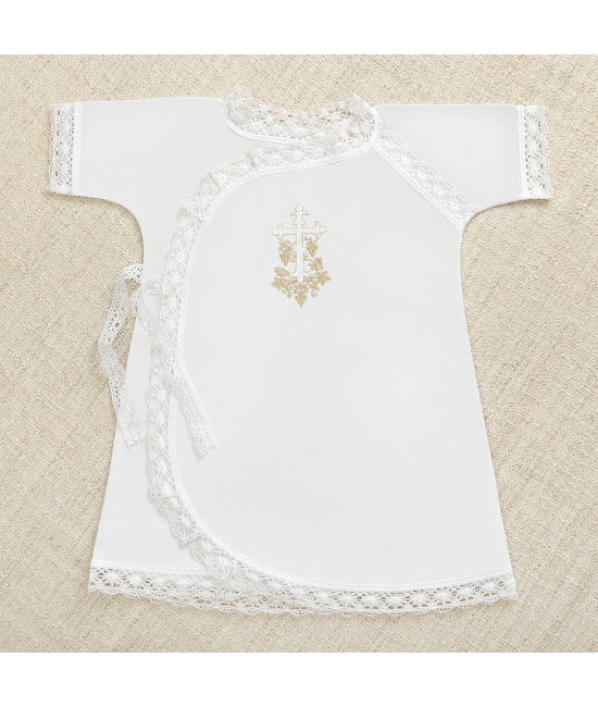 Крестильный набор Лоза золотая с кружевным полотенцем