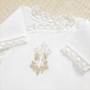 Крестильный набор Лоза золотая с кружевным полотенцем