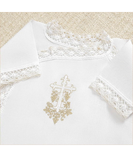 Крестильный набор Лоза золотая с кружевным полотенцем