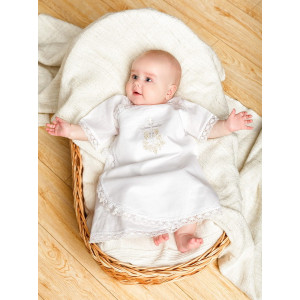 Крестильный набор Лоза золотая с кружевным полотенцем