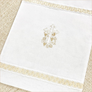 Крестильный набор Лучик бежевый с классическим полотенцем