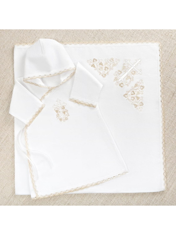 Крестильный набор Лучик бежевый с пеленкой