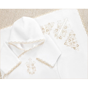 Крестильный набор Лучик бежевый с пеленкой