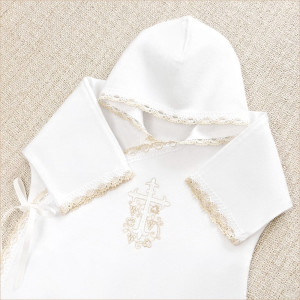 Крестильный набор Лучик бежевый с классическим полотенцем