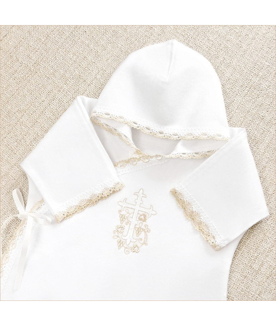 Крестильный набор Лучик бежевый с классическим полотенцем