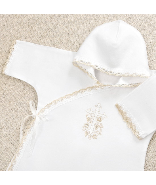 Крестильный набор Лучик бежевый с классическим полотенцем