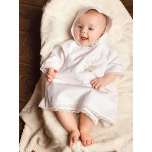 Крестильный набор Лучик бежевый с классическим полотенцем