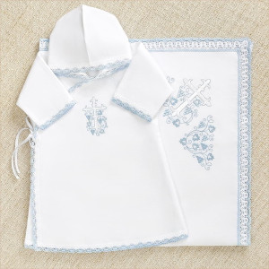 Крестильный набор Лучик голубой с пеленкой