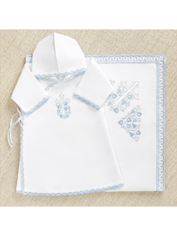 Крестильный набор Лучик голубой с пеленкой