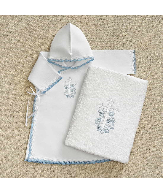 Крестильный набор Лучик голубой с классическим полотенцем