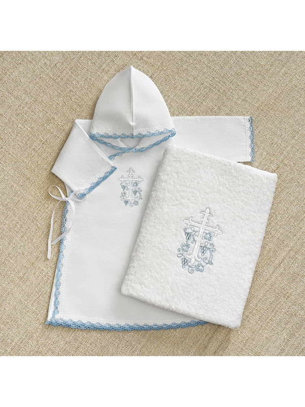 Крестильный набор Лучик голубой с классическим полотенцем