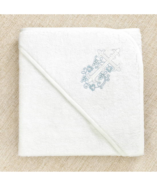 Крестильный набор Лучик голубой с махровым уголком