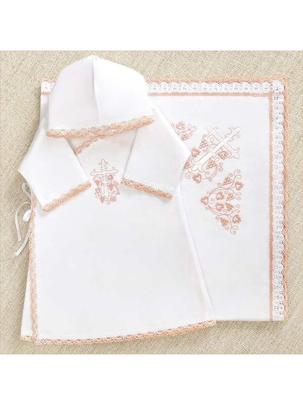 Крестильный набор Лучик розовый с пеленкой