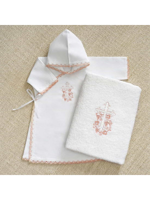 Крестильный набор Лучик розовый с классическим полотенцем